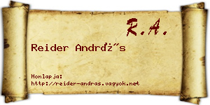 Reider András névjegykártya